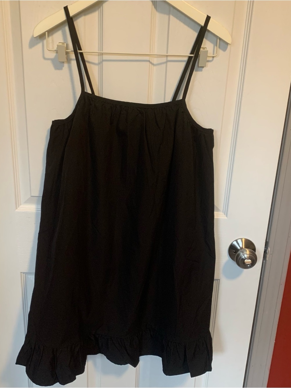 Boohoo Black Slip Dress with Ruffle Hem